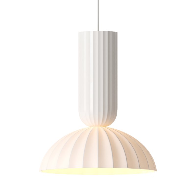 Jeanne Fluted White Porcelain Dome Pendant Light Image 6