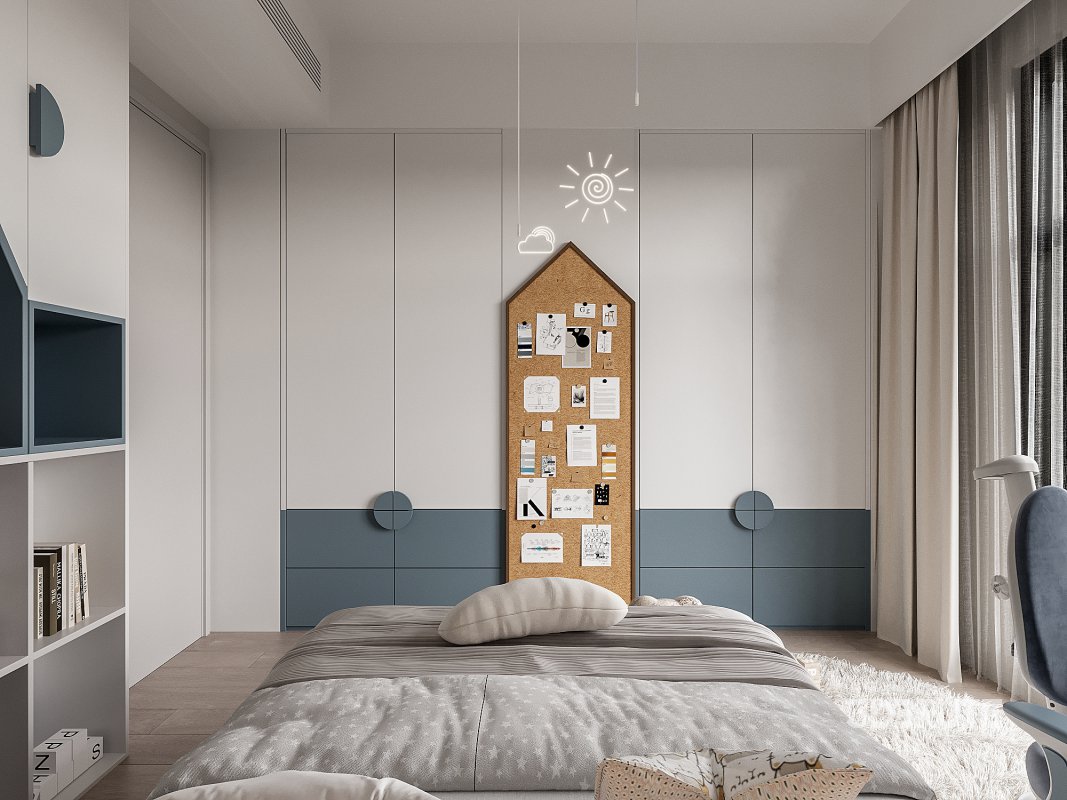 Modern living room and dining room bedroom interior scene Image 7