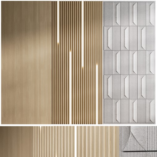 Headboard wood and concrete 3d Wall Panel 06