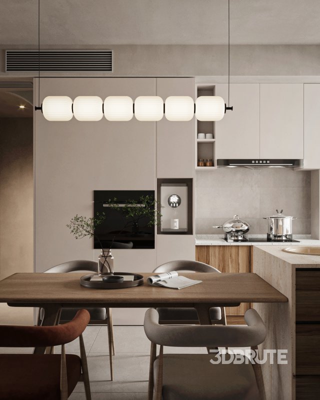 Modern living room and dining room interior scene Image 2