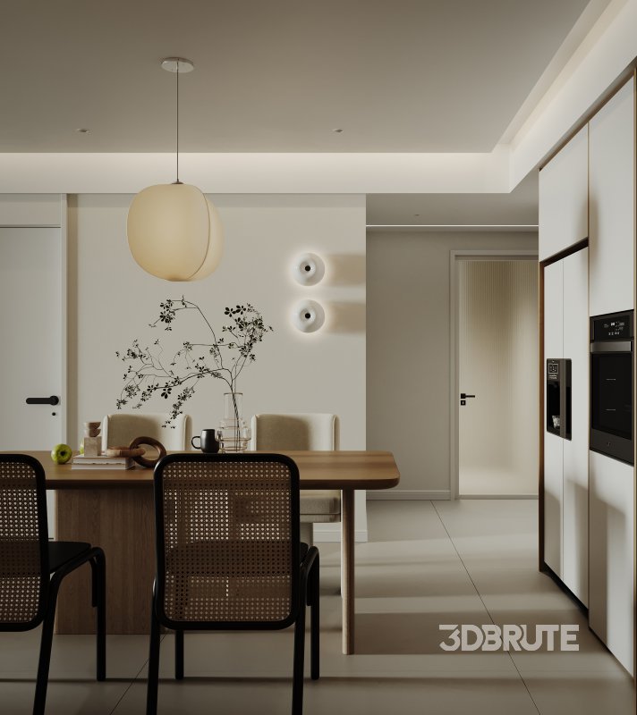 Modern living room and dining room interior scene Image 6