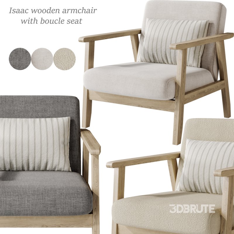 Isaac Wooden armchair with boucle seat Image 2
