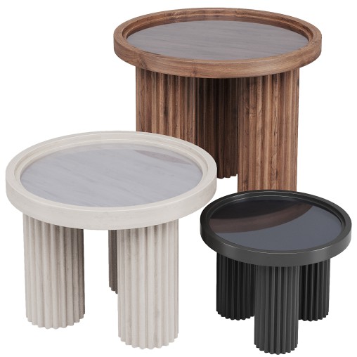 Round Walnut Wood Coffee Table