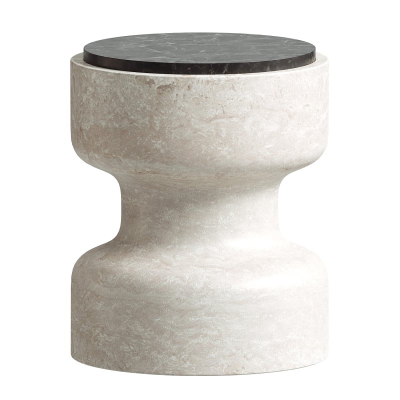 Tivoli Stool in travertine and walnut by Ivan Colominas Image 2