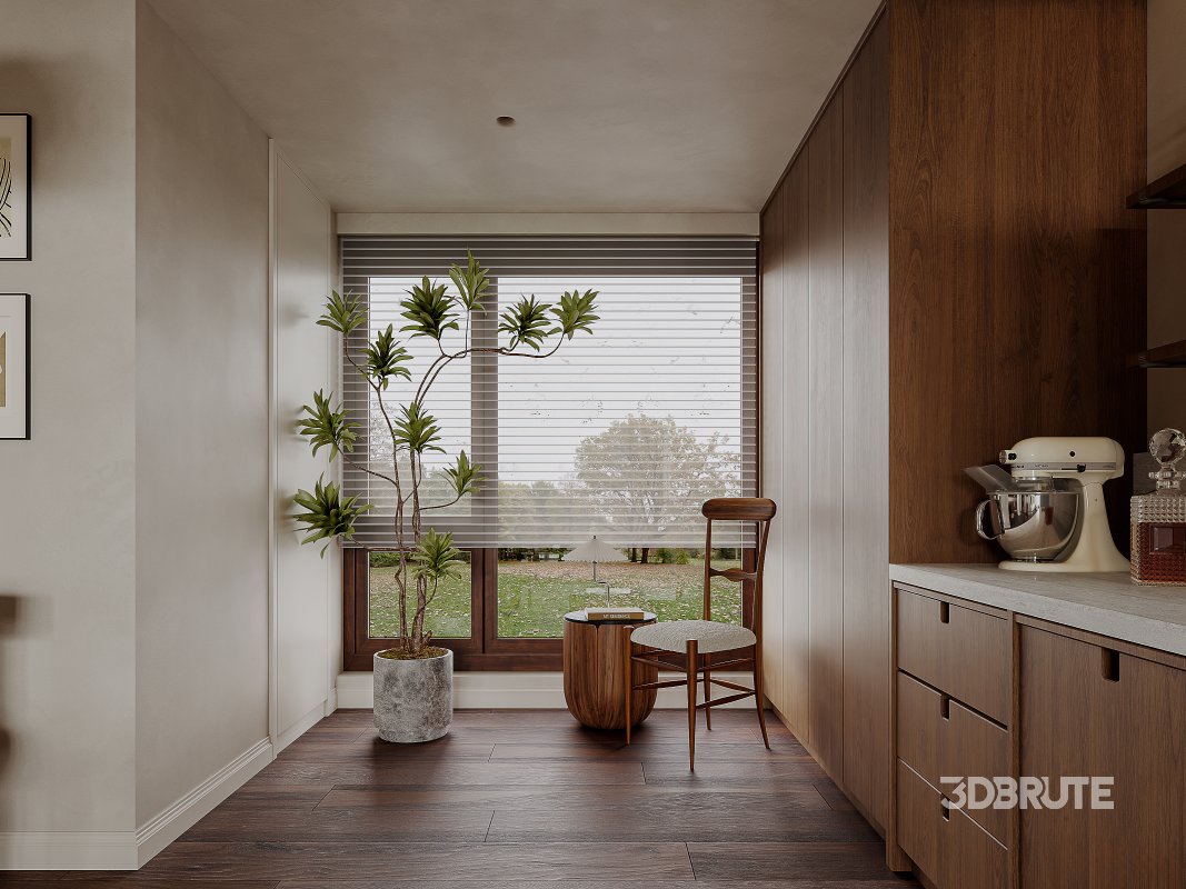 Modern living room and dining room kitchen interior scene Image 8