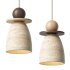Traditional Japanese Semicircle Travertine Pendant Lamp - Thumbnail 1