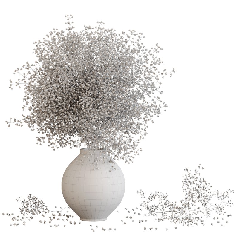 Minimal Gypsophila Bouquet in Textured Clay Vase Image 4