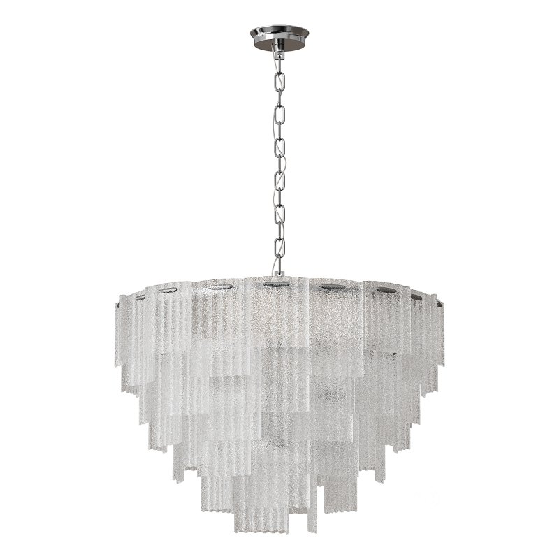 Round pendant chandelier made of ribbed glass light Image 1