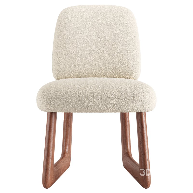 Pula Warm White Boucle Armless Dining Chair Image 2