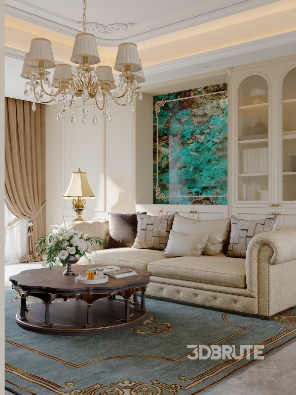 Luxurious classic living room and dining room Image 6