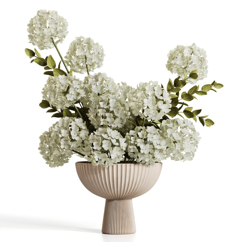 White Hydrangea Bowl Arrangement Image 1