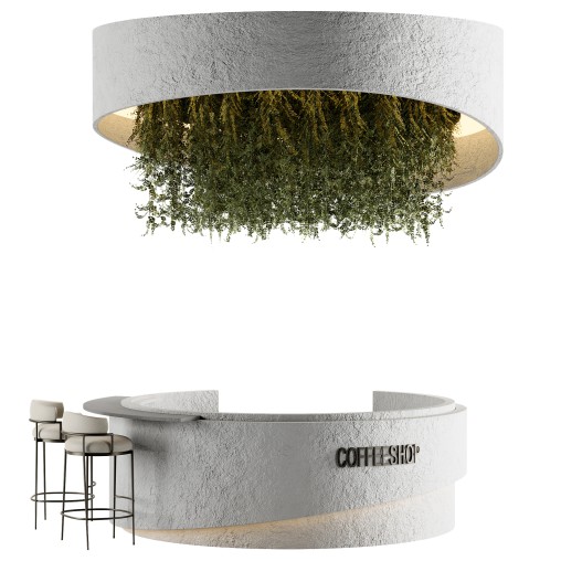 Reception Desk With Hanging Plants-set 14