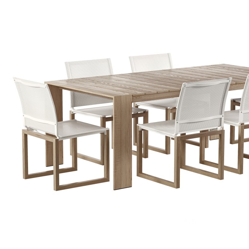 Hayman Teak and Aluminum Armless Dining Chair & Table-harbour Image 3