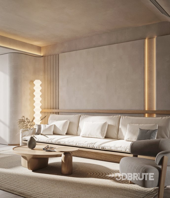 Modern living room and dining room interior scene Image 7