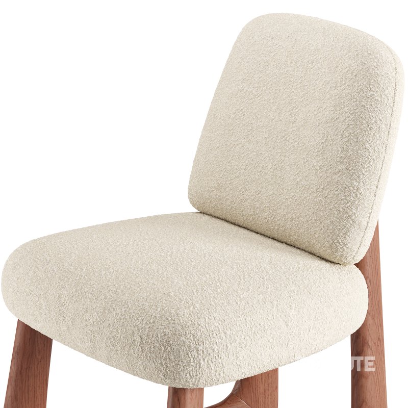 Pula Warm White Boucle Armless Dining Chair Image 4