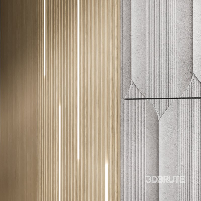 Headboard wood and concrete 3d Wall Panel 06 Image 4