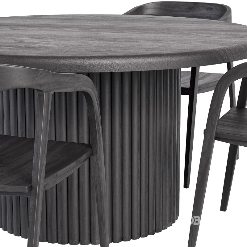 Luxury Black table chair wooden Image 1