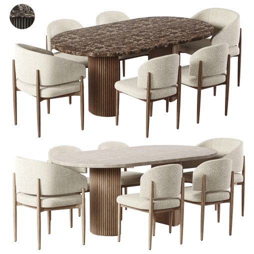 EVA FABRIC DINING CHAIR AND TABLE-RH