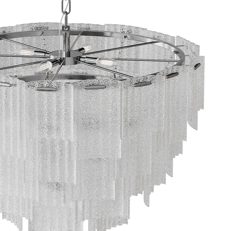 Round pendant chandelier made of ribbed glass light Image 7