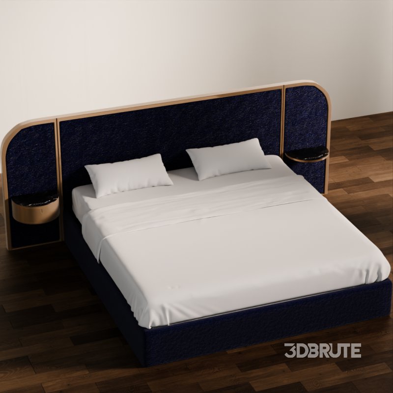Modern Upholstered Bed with Wooden Arch Frame Image 3