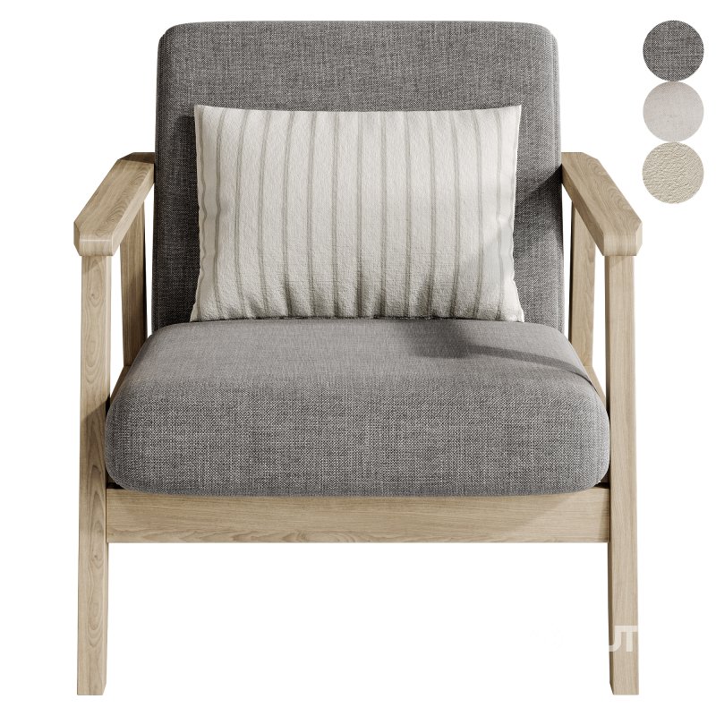 Isaac Wooden armchair with boucle seat Image 3