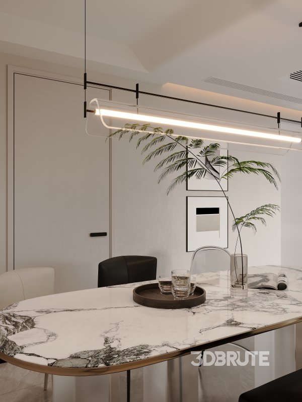 Modern living room and dining room bedroom interior scene Image 5