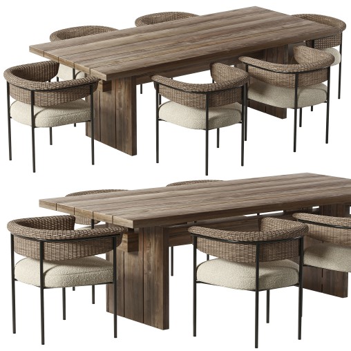 Carrie Outdoor Dining Chair and Brandy Dining Table-Fourhands