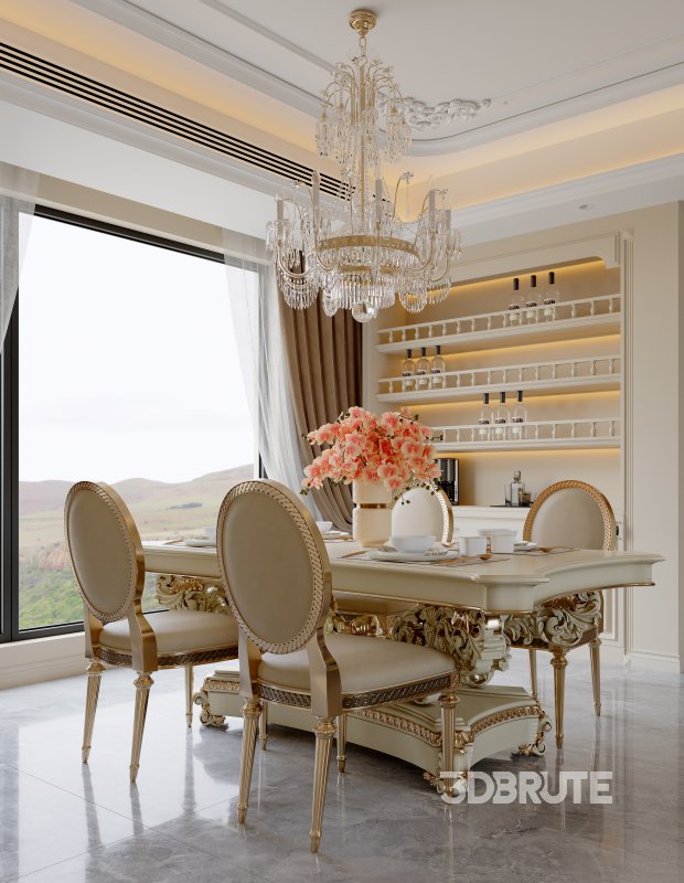 Luxurious classic living room and dining room Image 2
