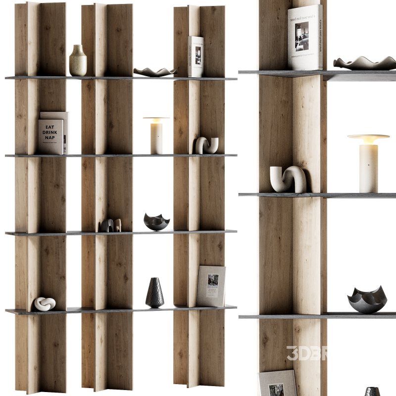 Minimalistic wooden Rack with decor Image 4