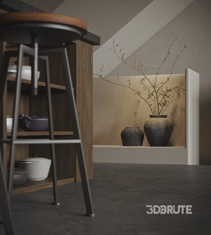 Modern living room and dining room kitchen interior scene Image 8