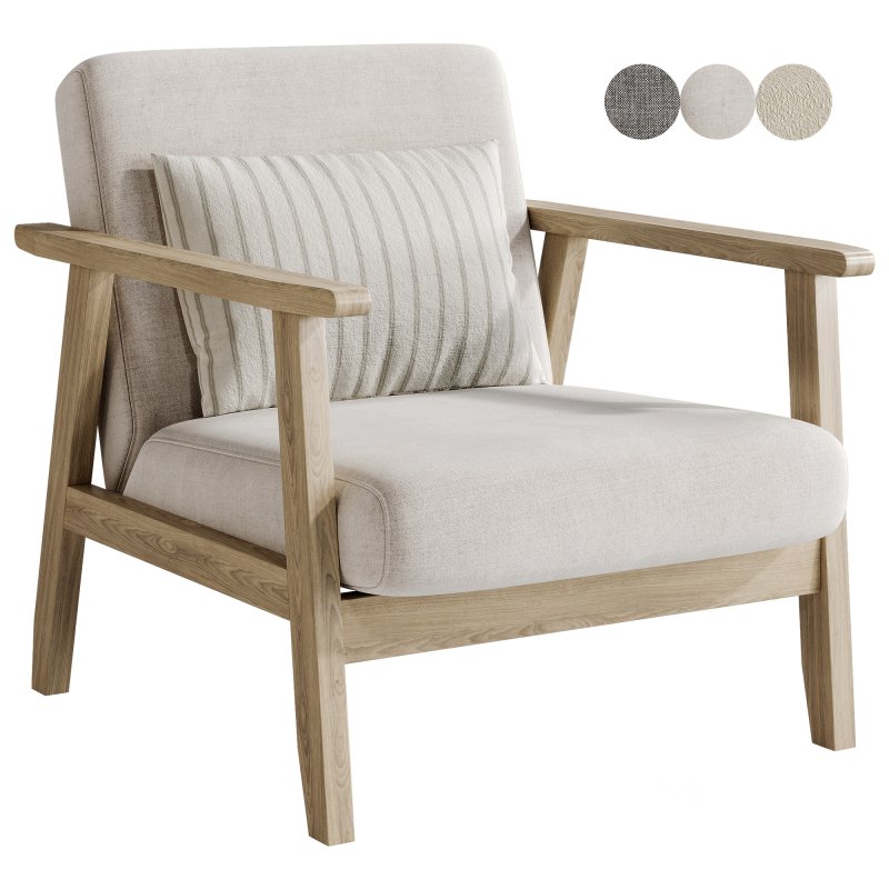 Isaac Wooden armchair with boucle seat Image 6