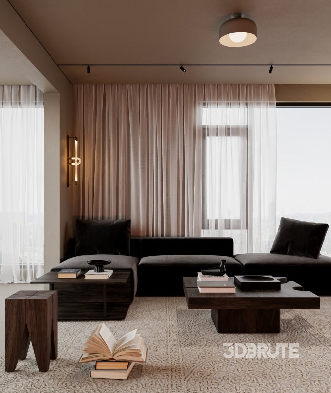 Modern living room and dining room interior scene Image 3