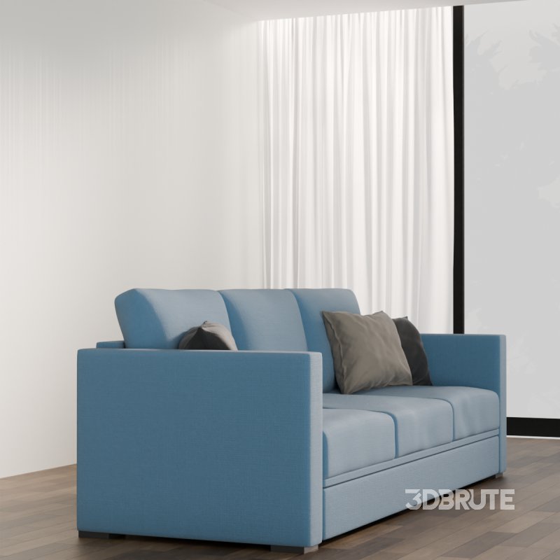 Blue Seater Sofa with Cushions Image 5