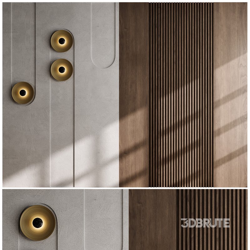 Headboard wood and concrete 3d Wall Panel 03 Image 1