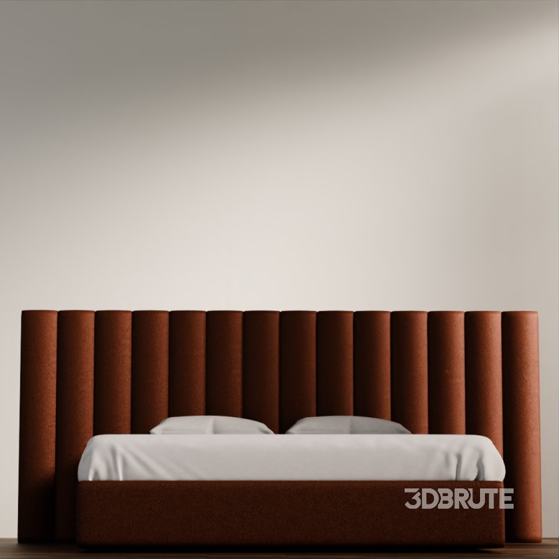 Modern Upholstered Bed with Vertical Headboard Image 4