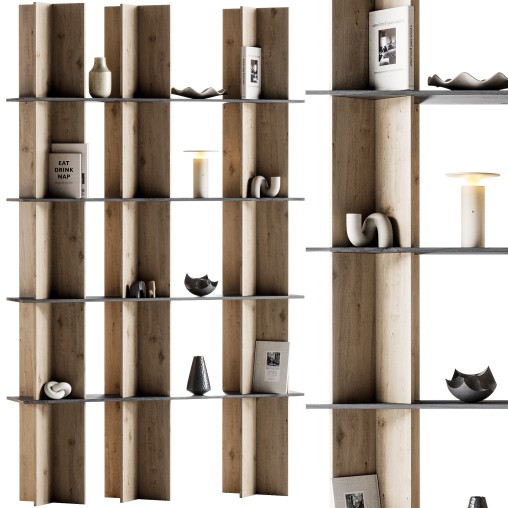Minimalistic wooden Rack with decor