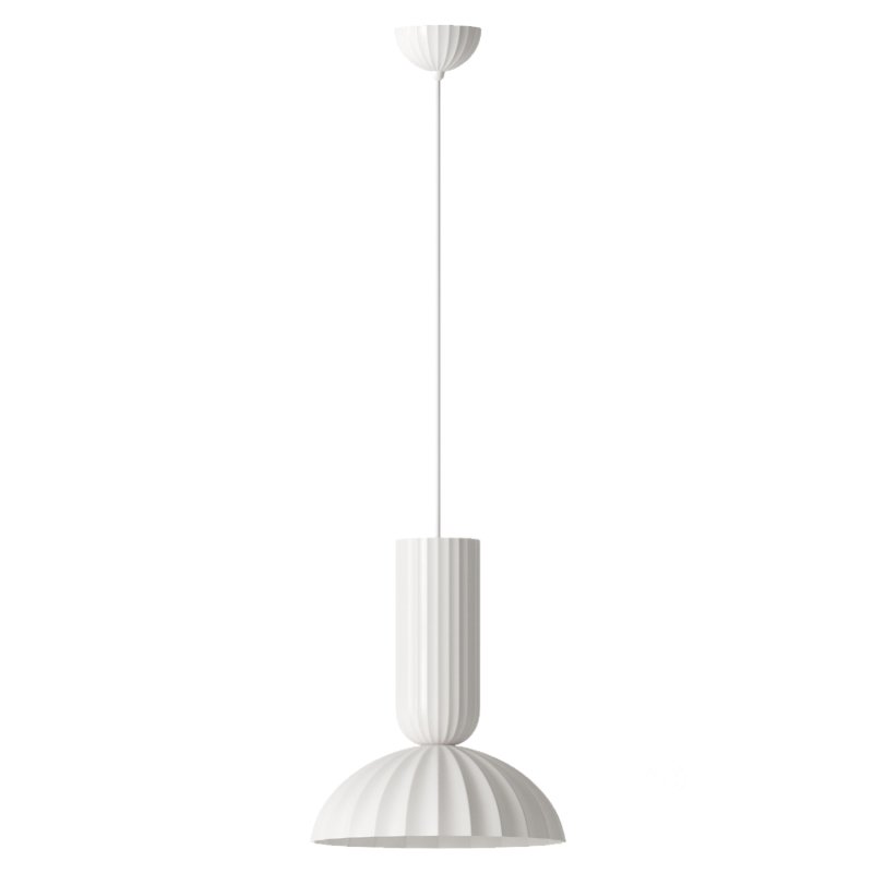 Jeanne Fluted White Porcelain Dome Pendant Light Image 2