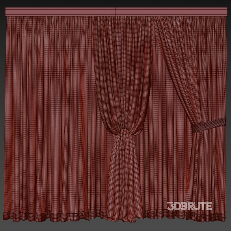 Herringbone Contrast Curtain Set with Beige Drapes and Trim Image 3