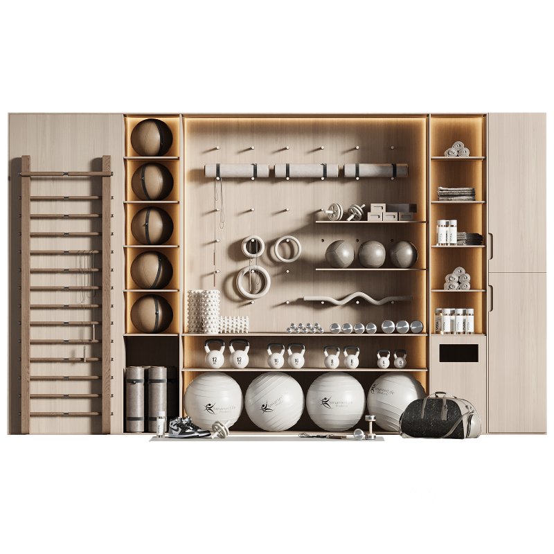 Home Gym Wall Rack with Equipment 04 Image 2