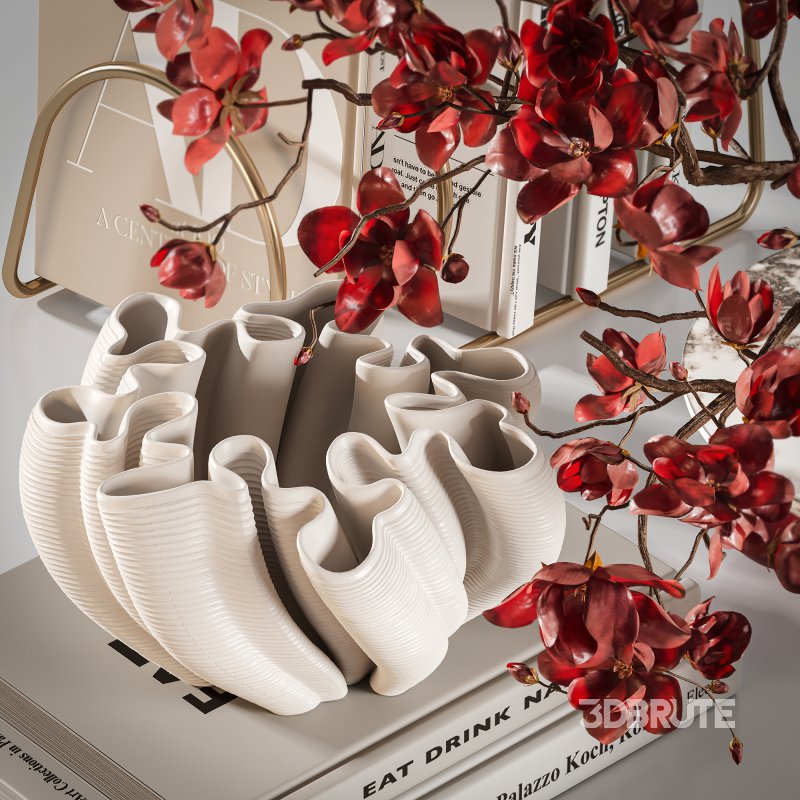 Red Harmony Cherry Blossom and Plum Coffee Table Set Image 3