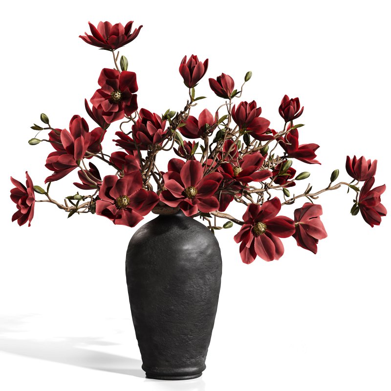 Ikebana Inspired Decorative Magnolia Bouquet Image 1