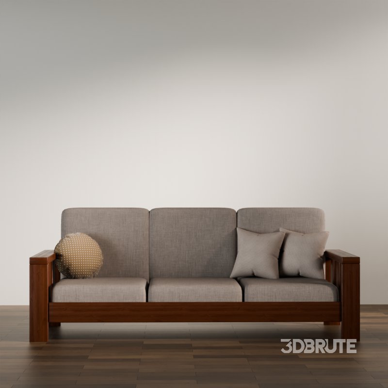Classic Wooden Sofa with Cushions Image 6