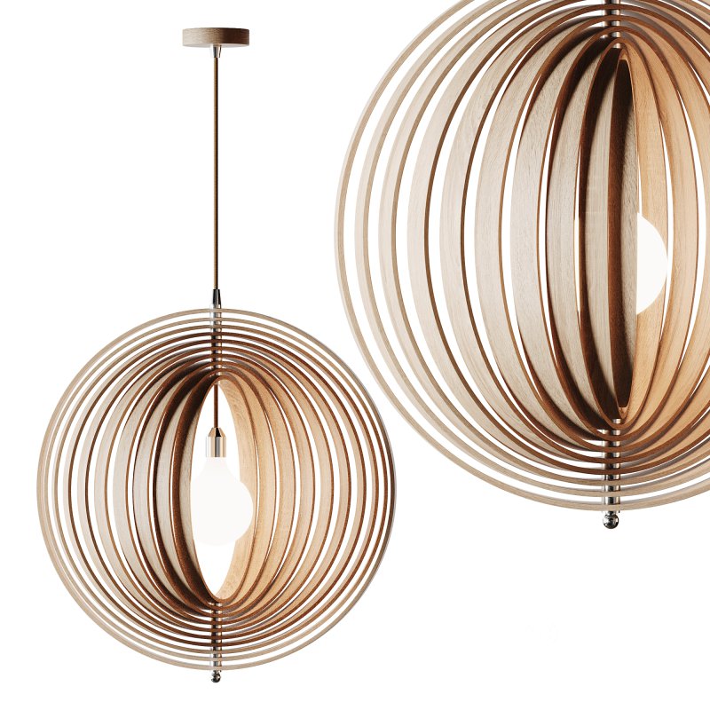 Creative Wood Round Globe Pendant Light Fixture Shade Image 1