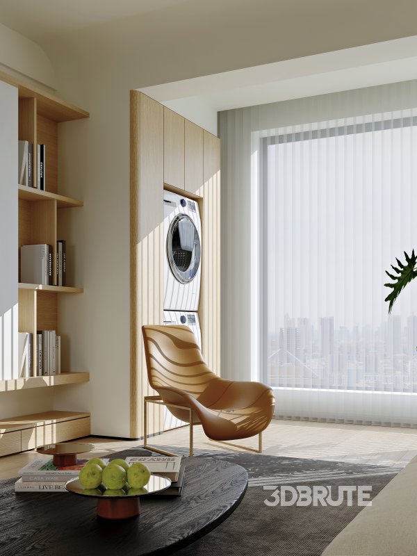 Modern living room and dining room interior scene Image 2