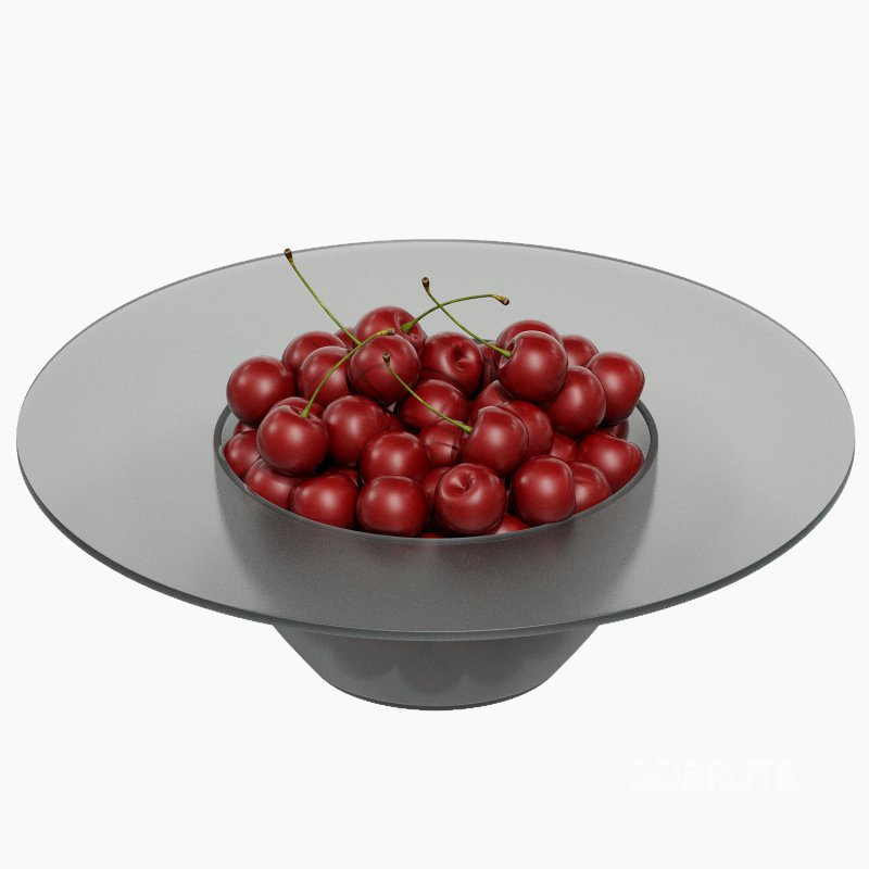 Low Glass Bowl Centerpiece with Cherrys Image 2