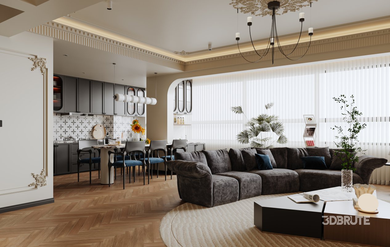 Luxurious living room and dining room kitchen Image 6