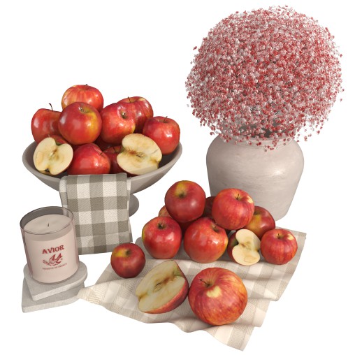 Decorative Set with Apples and Flowers