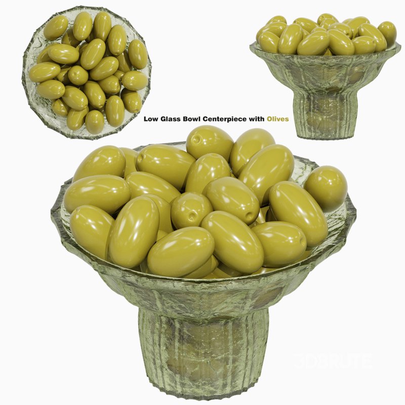 Low Glass Bowl Centerpiece with Olives Image 1