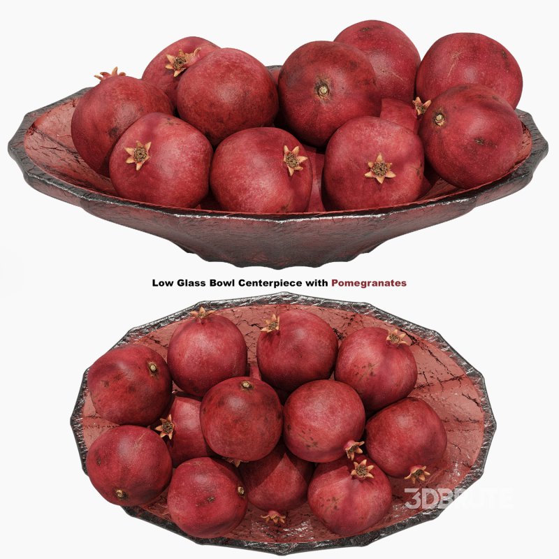 Low Glass Bowl Centerpiece with Pomegranates Image 2