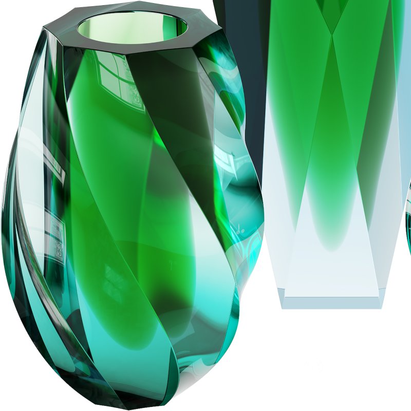 Gema Twist Underlaid Vases Beryl Reseda Set by MOSER Image 3